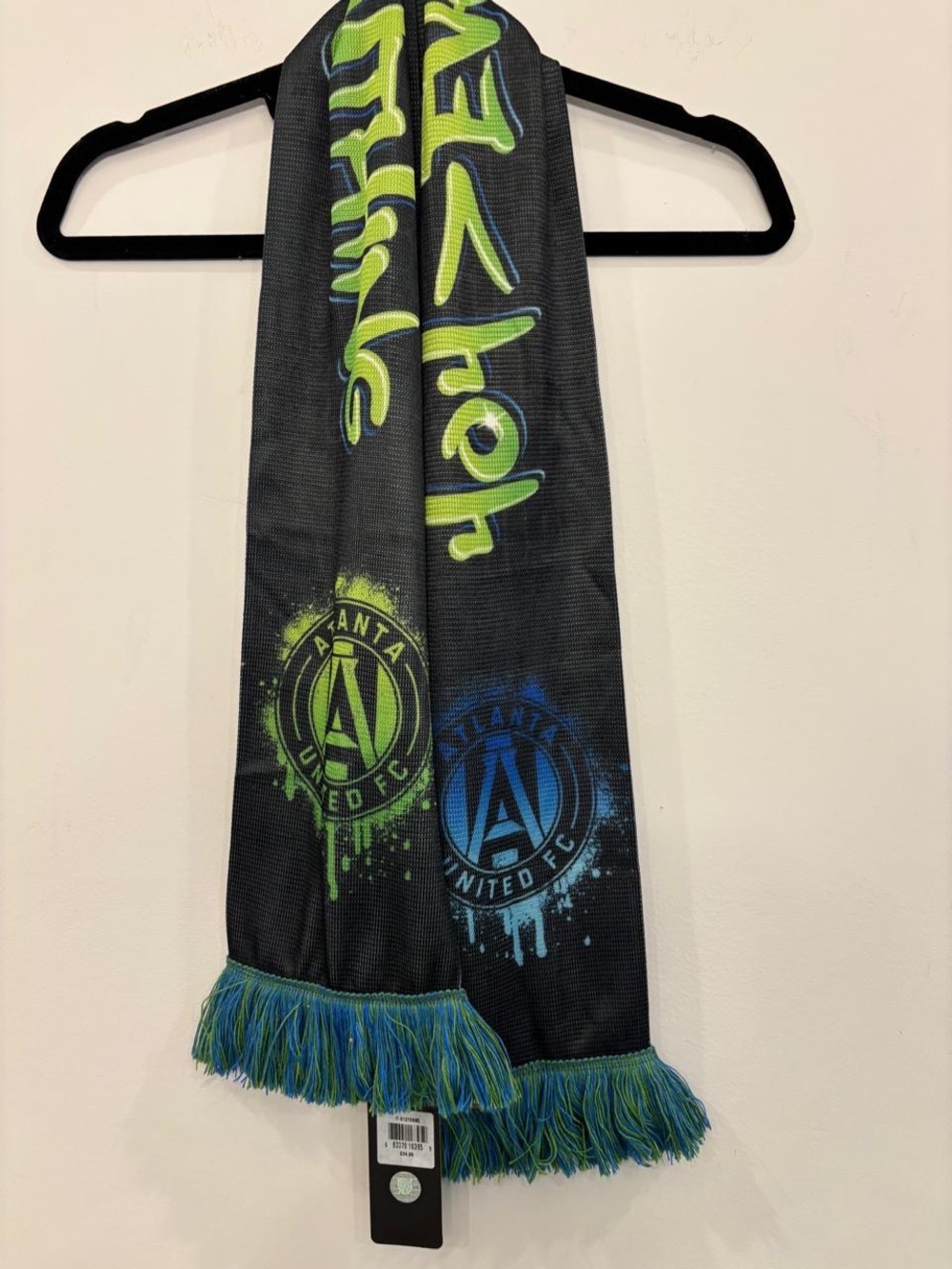 Atlanta United FC MLS Scarf NWT Graffiti Black Green Blue Soccer Fan #C22